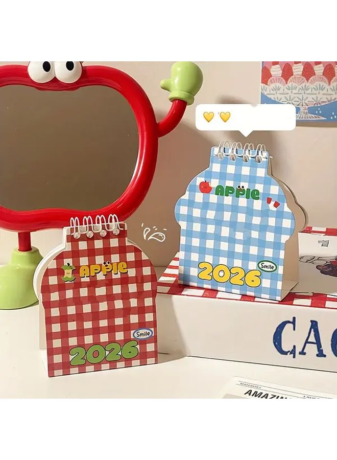 Mini Apple Desk Calendar 2026 Red With Monthly Tabs Daily Checkboxes - Image 5