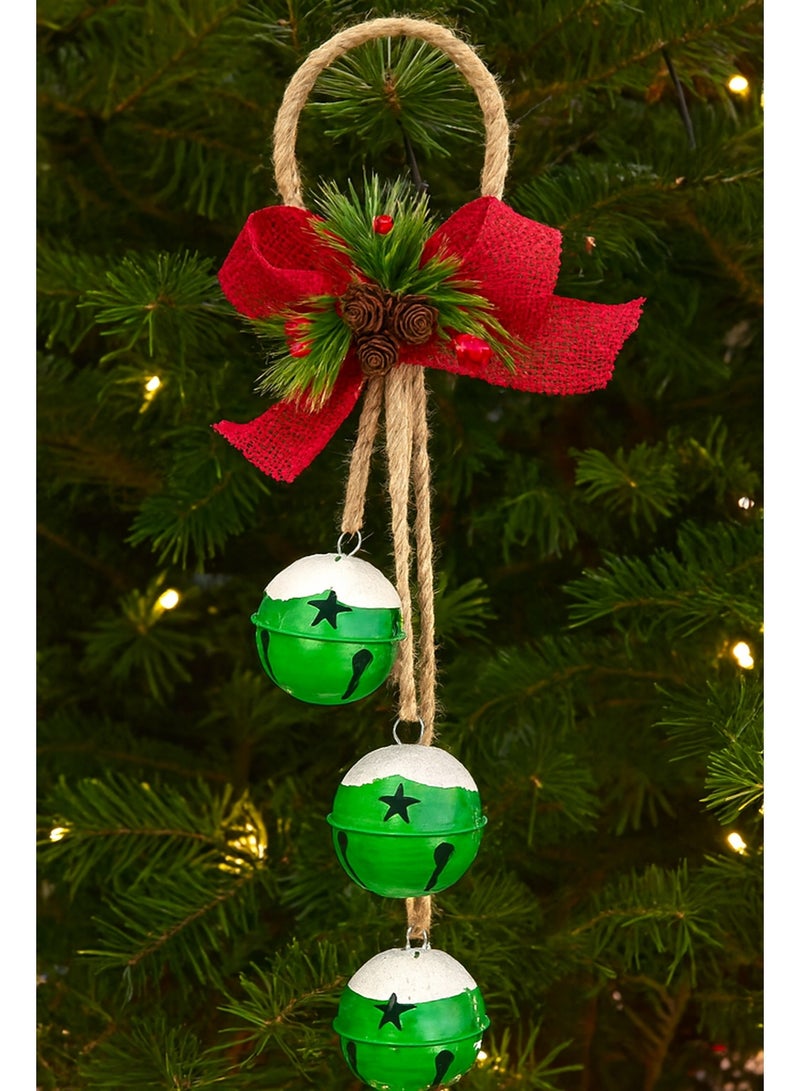 Door Hanging with Bells, Bow & Pinecones - Image 3