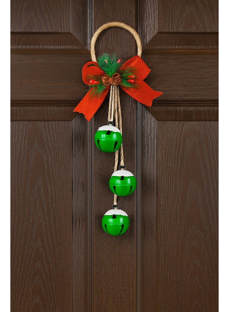 Door Hanging with Bells, Bow & Pinecones - Image 2