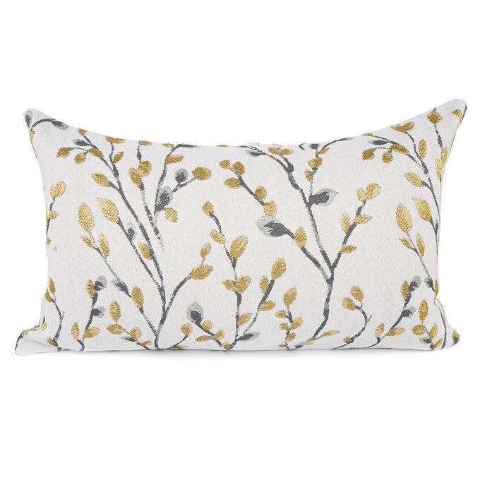 CLASSICAL EMBROIDERY JACQUARD YELLOWGOLD SQUARE DECORATIVE THROW PILLOW CASE CUSHION COVER12X20 INCH