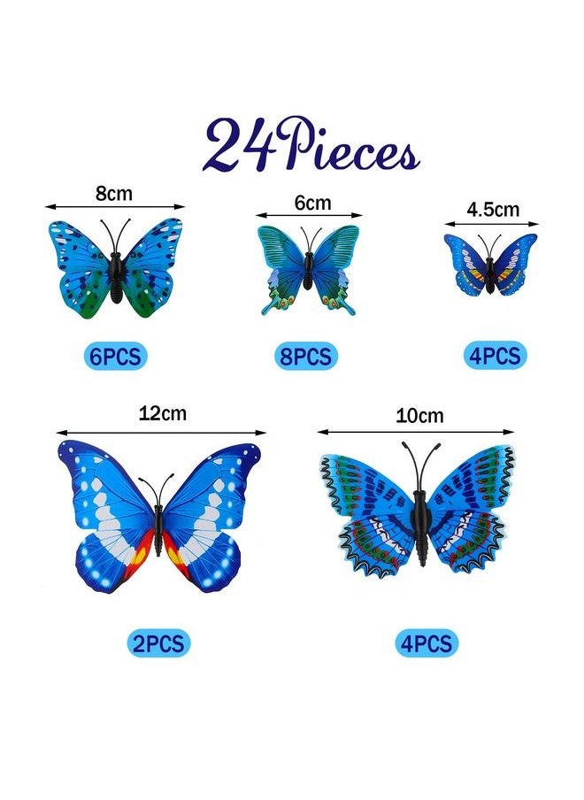WILLBOND 24 Pieces Butterfly Hair Clips Small Realistic Colorful Handmade 90S Hair Clips Barrette Hair Accessories For Women And Girls(Blue)  - Image 3