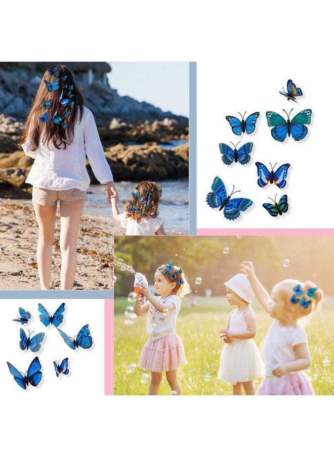 WILLBOND 24 Pieces Butterfly Hair Clips Small Realistic Colorful Handmade 90S Hair Clips Barrette Hair Accessories For Women And Girls(Blue)  - Image 4