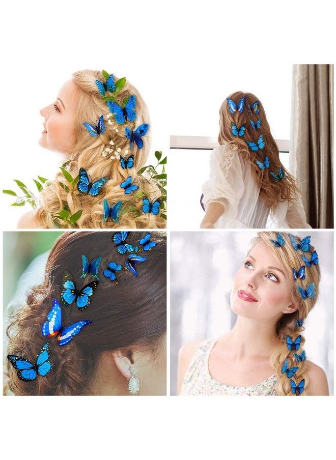 WILLBOND 24 Pieces Butterfly Hair Clips Small Realistic Colorful Handmade 90S Hair Clips Barrette Hair Accessories For Women And Girls(Blue)  - Image 5