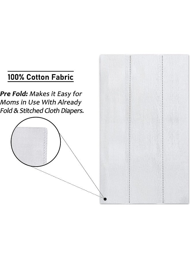 Ruvanti 10 Pack, Birdseye 3-Ply Prefold Cloth Diapers for Babies, 13x19 Inch, White - Image 5