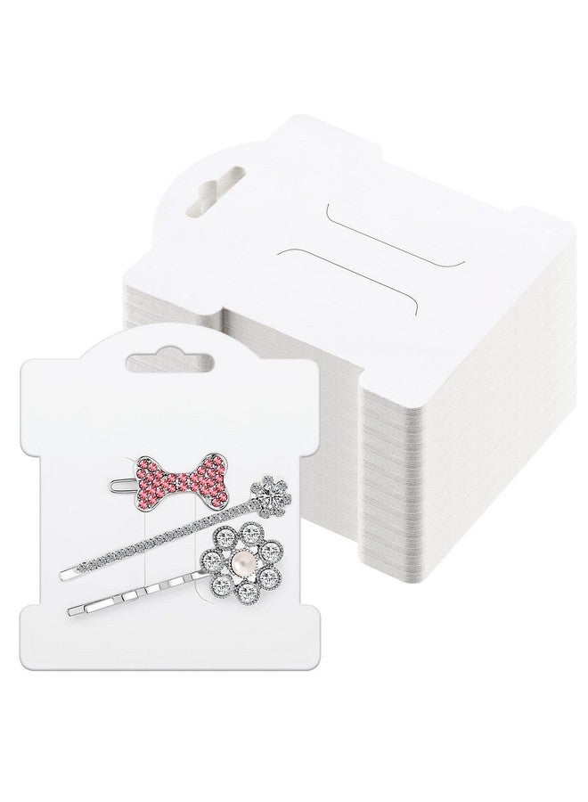 Junkin Unkin 100 Pcs Hair Clip Display Cards Headband Display Cards Hair Bow Holder Cards Rectangle White Cardboard Hair Barrettes Jewelry Display Holder For Hair Accessories Display And Organizing()  - Image 1