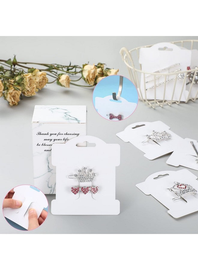 Junkin Unkin 100 Pcs Hair Clip Display Cards Headband Display Cards Hair Bow Holder Cards Rectangle White Cardboard Hair Barrettes Jewelry Display Holder For Hair Accessories Display And Organizing()  - Image 5