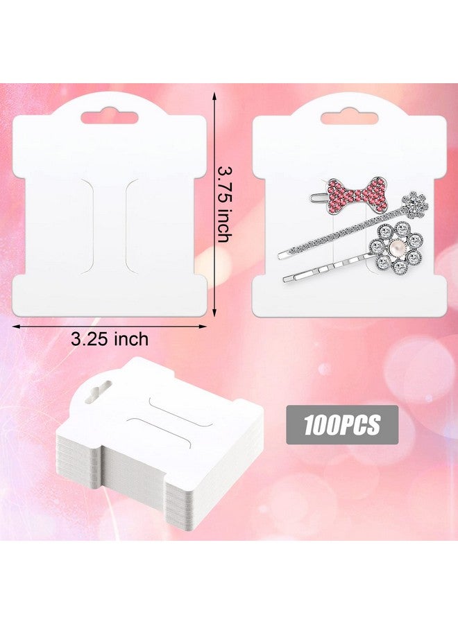 Junkin Unkin 100 Pcs Hair Clip Display Cards Headband Display Cards Hair Bow Holder Cards Rectangle White Cardboard Hair Barrettes Jewelry Display Holder For Hair Accessories Display And Organizing()  - Image 3