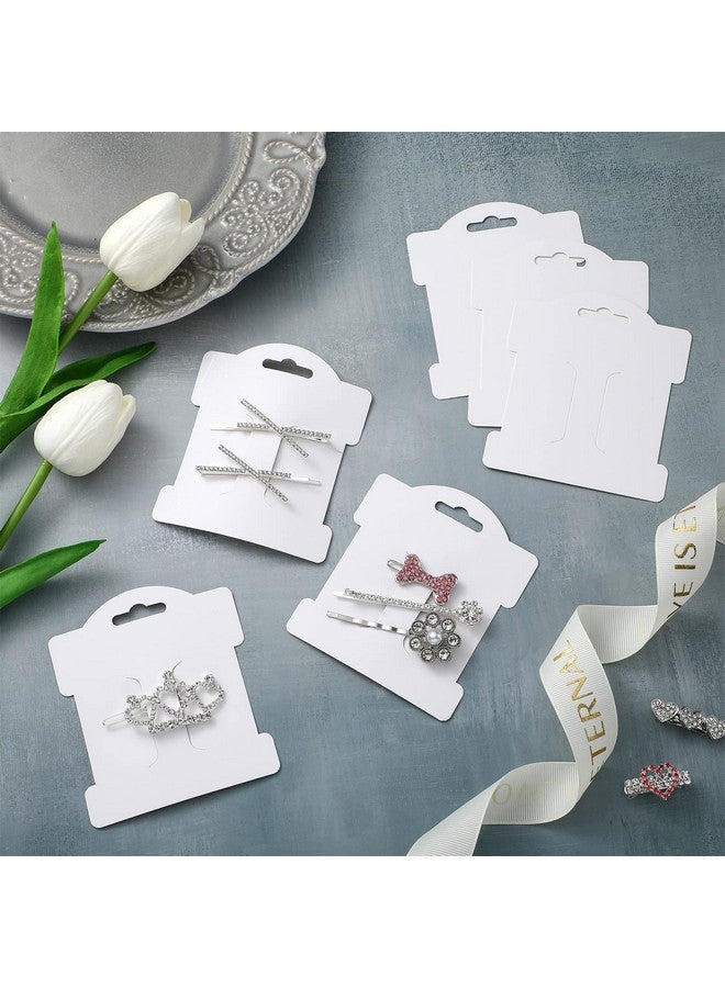 Junkin Unkin 100 Pcs Hair Clip Display Cards Headband Display Cards Hair Bow Holder Cards Rectangle White Cardboard Hair Barrettes Jewelry Display Holder For Hair Accessories Display And Organizing()  - Image 4