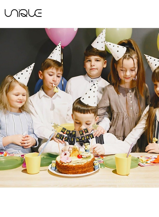 Unique 6 Sets Happy Birthday Cake Topper - Bunting Banner Glitter Cake Topper - Cake Gold Star Flag Banner Cupcake Topper Cake Decoration for Boys Girls Birthday Party - Image 4