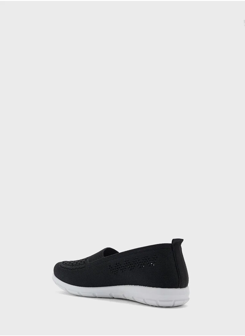 Ginger Textured Detail Slip On Comfort Shoe