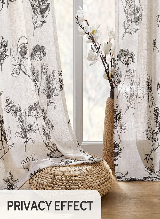 HOMEIDEAS Floral Kitchen Curtains, Brown Printed Pattern Drapes, Farmhouse Vintage Linen Blend Tier Short Curtains for Small Windows Cafe Living Room Bathroom, 2 Panels, 30×36 Inches - Image 5