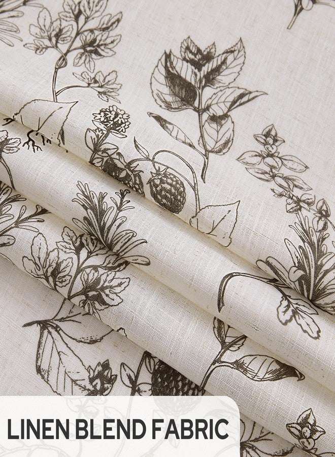 HOMEIDEAS Floral Kitchen Curtains, Brown Printed Pattern Drapes, Farmhouse Vintage Linen Blend Tier Short Curtains for Small Windows Cafe Living Room Bathroom, 2 Panels, 30×36 Inches - Image 3