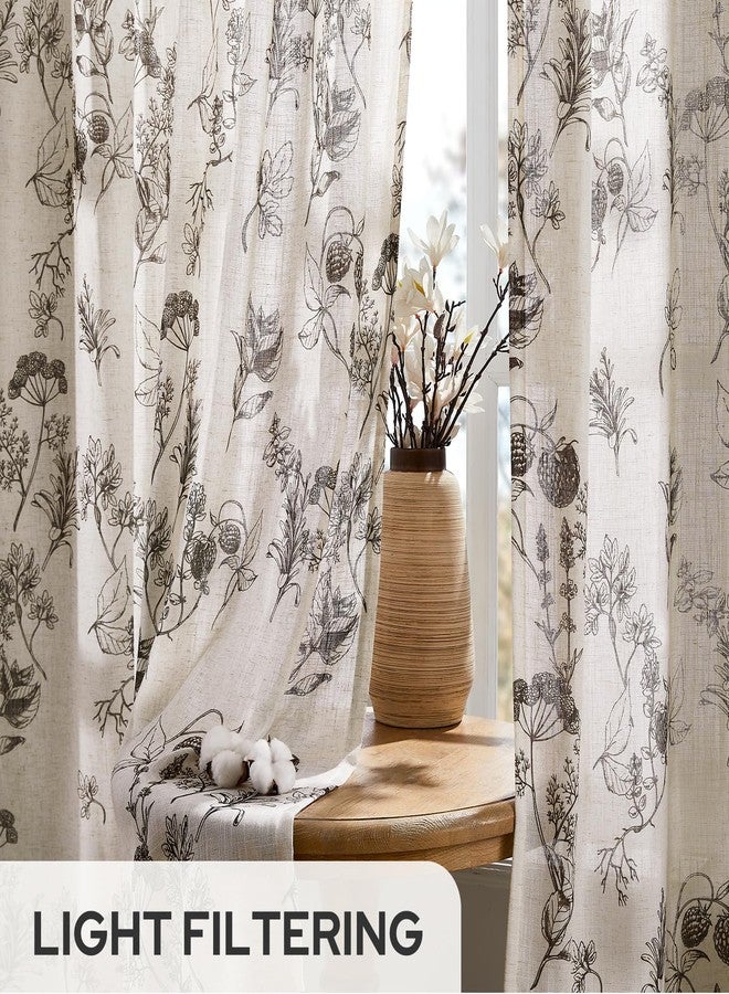 HOMEIDEAS Floral Kitchen Curtains, Brown Printed Pattern Drapes, Farmhouse Vintage Linen Blend Tier Short Curtains for Small Windows Cafe Living Room Bathroom, 2 Panels, 30×36 Inches - Image 4