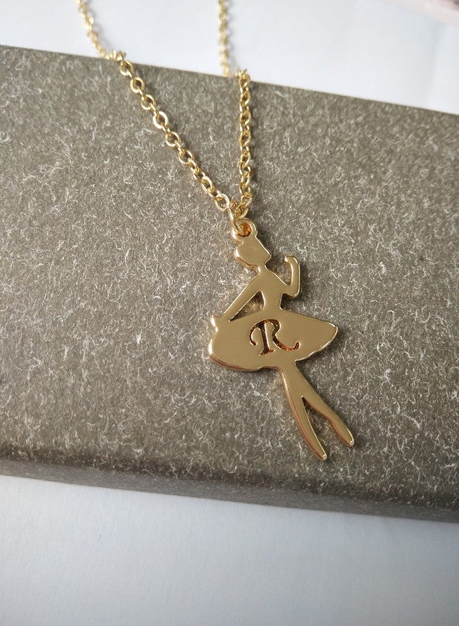 MANZHEN Gold Ballerina Dancer Recital Gift Ballet Dance with Initial Alphabet Pendant Necklace (A) - Image 4