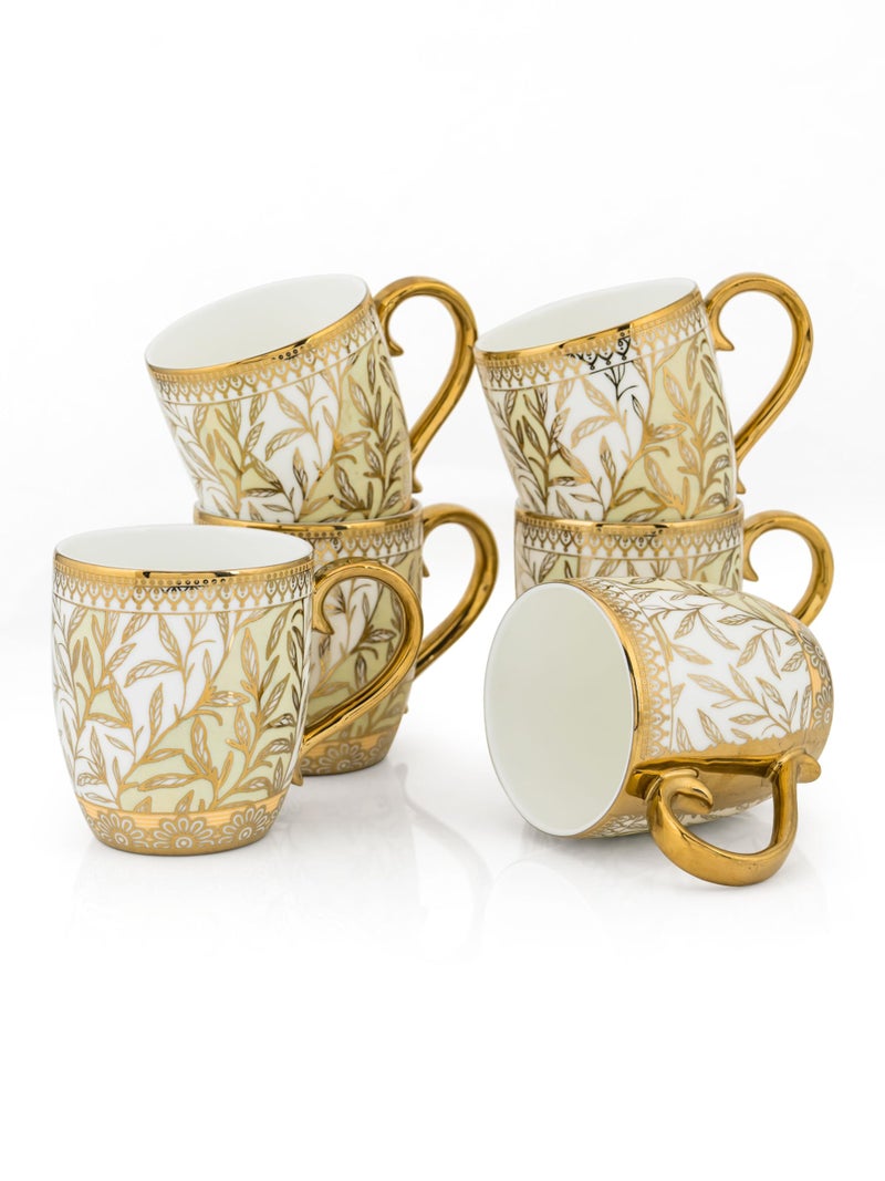 JCPL Fine Ceramic Gold Printed Jelly Ebony Tea/Coffee Cups - Set of 6-200 ml Each - Image 3