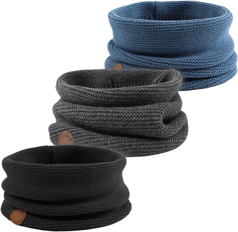 Peecabe Baby Boys Knitted Scarves Warm Toddler Girl Infinity Scarf Kids Soft Chunky Neck Warmer for Fall Winter - Image 1