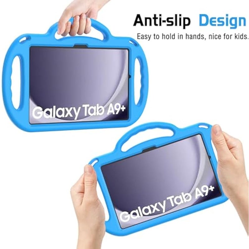 Kids Case for Samsung Galaxy Tab A9+/A9 Plus 11 Inch 2023 Case, with Strap, Shockproof Lightweight Handle Stand 2023 Model (SM-X210/X216/X218) with Lanyard, Blue - Image 5