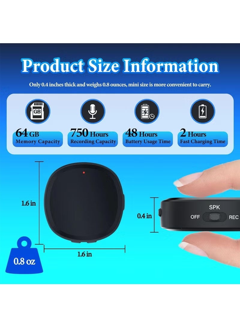 والالا مسجل صوت رقمي مغناطيسي بسعة 128 جيجابايت (1600 ساعة) مع مكبر صوت وتشغيل فوري ومحركات أقراص فلاش USB ومسجل صوتي محمول ومسجل صوتي صغير للمحاضرات والاجتماعات والمقابلات - Image 5
