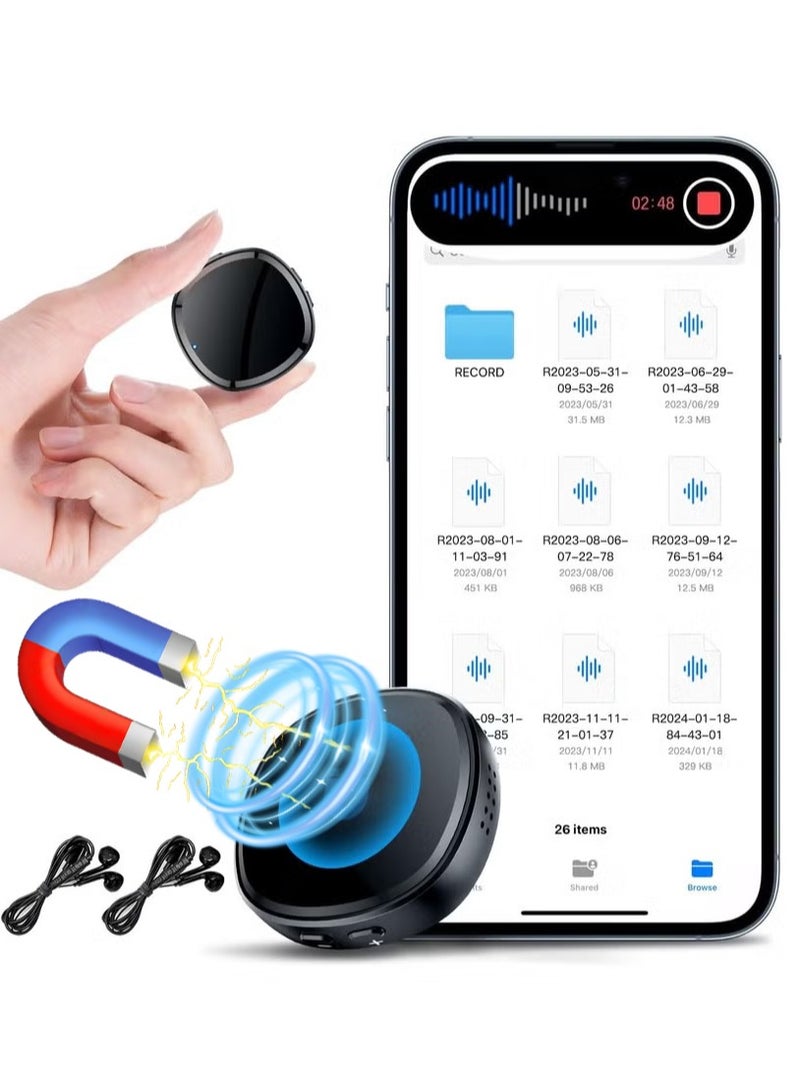 والالا مسجل صوت رقمي مغناطيسي بسعة 128 جيجابايت (1600 ساعة) مع مكبر صوت وتشغيل فوري ومحركات أقراص فلاش USB ومسجل صوتي محمول ومسجل صوتي صغير للمحاضرات والاجتماعات والمقابلات - Image 1