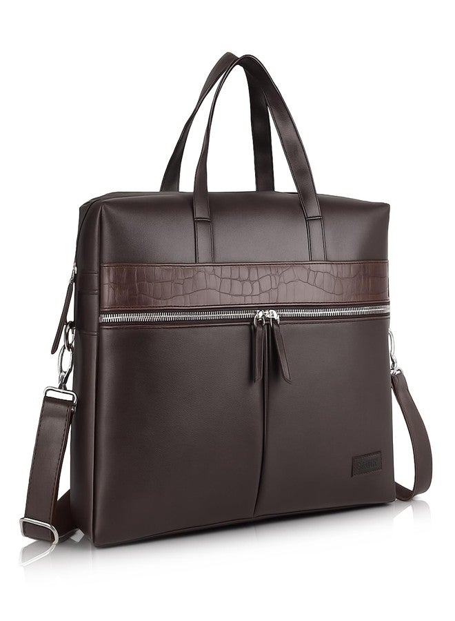 SAULT Vegan Leather Executive Laptop Bag | Office Briefcase with Shoulder Strap | Fits Up to 15.6-Inch Laptop | Business & Travel Bag for Men & Women - Image 1