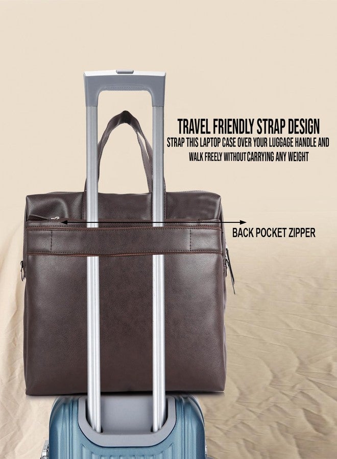 SAULT Vegan Leather Executive Laptop Bag | Office Briefcase with Shoulder Strap | Fits Up to 15.6-Inch Laptop | Business & Travel Bag for Men & Women - Image 3