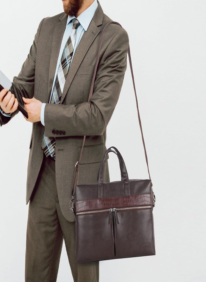SAULT Vegan Leather Executive Laptop Bag | Office Briefcase with Shoulder Strap | Fits Up to 15.6-Inch Laptop | Business & Travel Bag for Men & Women - Image 4
