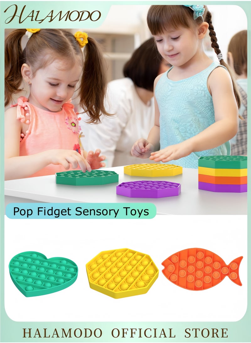 HALAMODO - 3PCS Pop Fidget Sensory Toys Autism Special Needs Stress Relief Silicone Pressure Relieving Toys Durable & Washable Soft Silicone Squeeze Fidget Toy for Kids Children Adults - Image 1