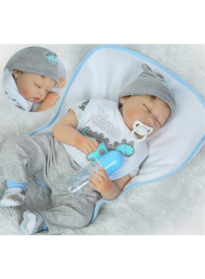 Pedolltree Reborn Baby Dolls Boy Clothes 22 Inch Gray Dinosaur Outfit Accessories 5 Pcs Sets Fit 20-22" Newborn Dolls Clothes - Image 3