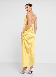 Ginger Satin Backless Slip Dress With Ditsy Floral Print  - Image 2