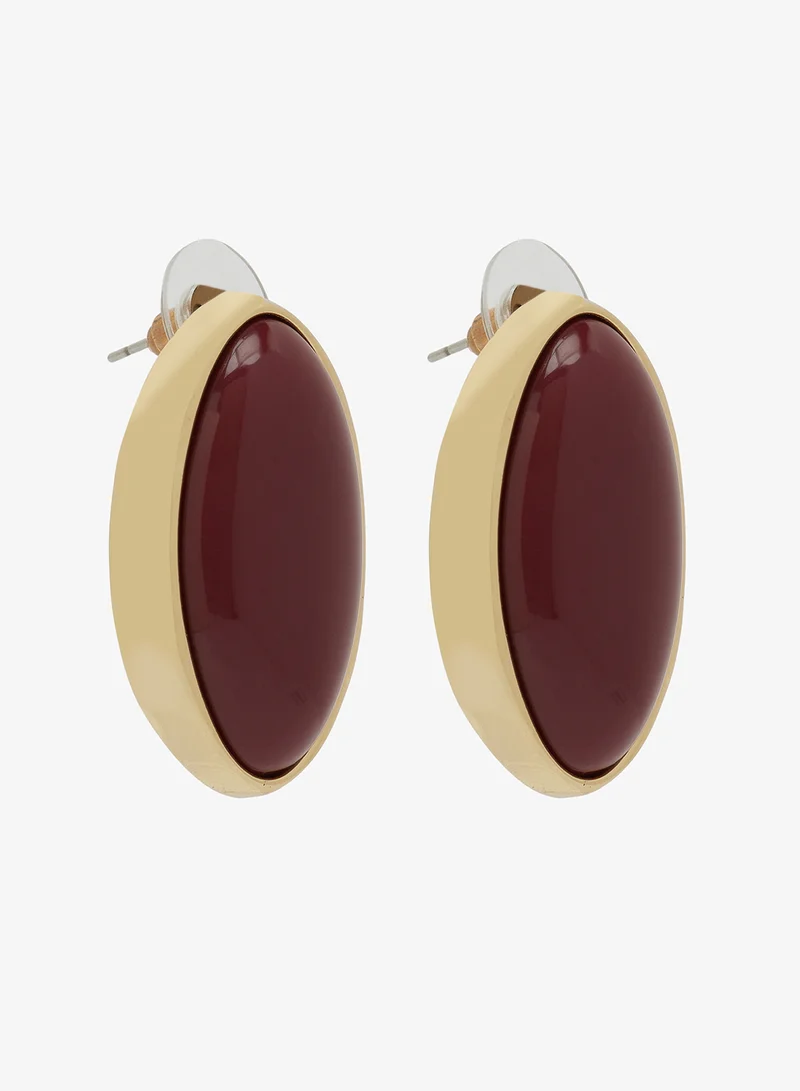 ELLA Brown Resin Gold Accent Stud Earrings
