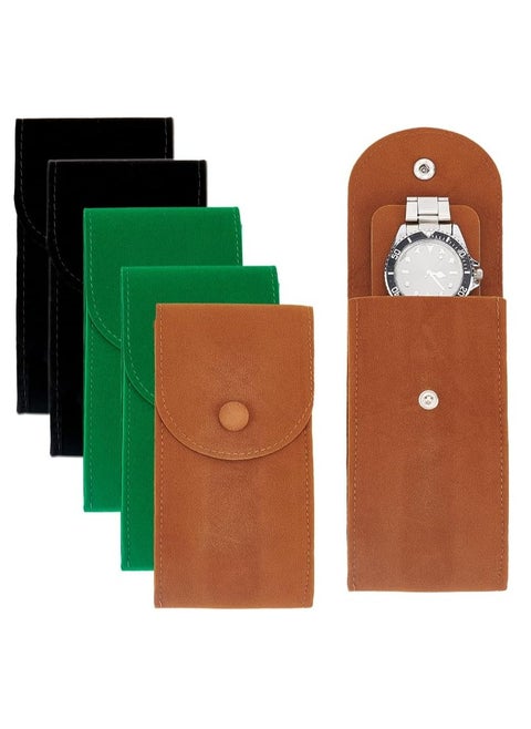 6 Pcs 3 Colors Watch Pouch，Portable Watch Pouch Watch Storage Bag and Organizer with Snap Button