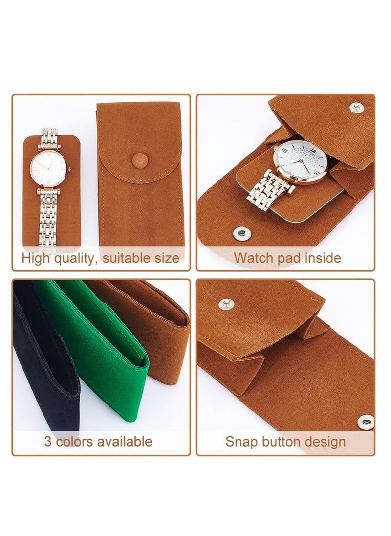 6 Pcs 3 Colors Watch Pouch，Portable Watch Pouch Watch Storage Bag and Organizer with Snap Button