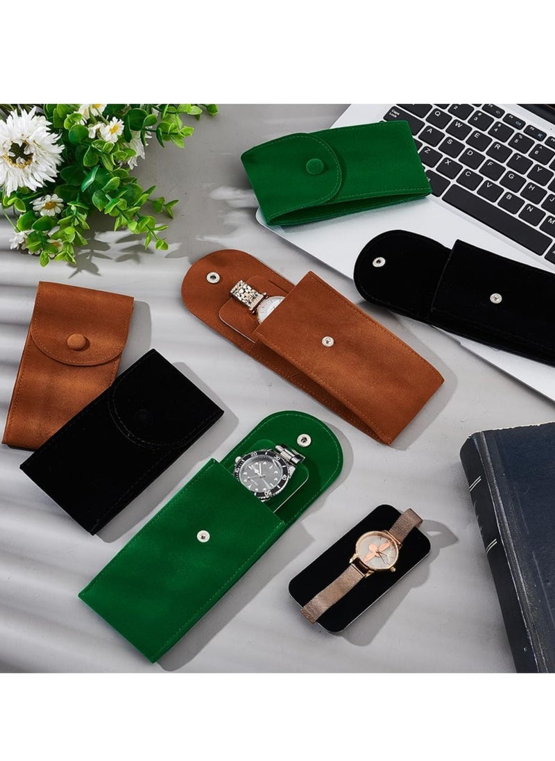 6 Pcs 3 Colors Watch Pouch，Portable Watch Pouch Watch Storage Bag and Organizer with Snap Button