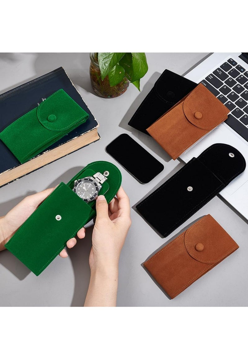 6 Pcs 3 Colors Watch Pouch，Portable Watch Pouch Watch Storage Bag and Organizer with Snap Button