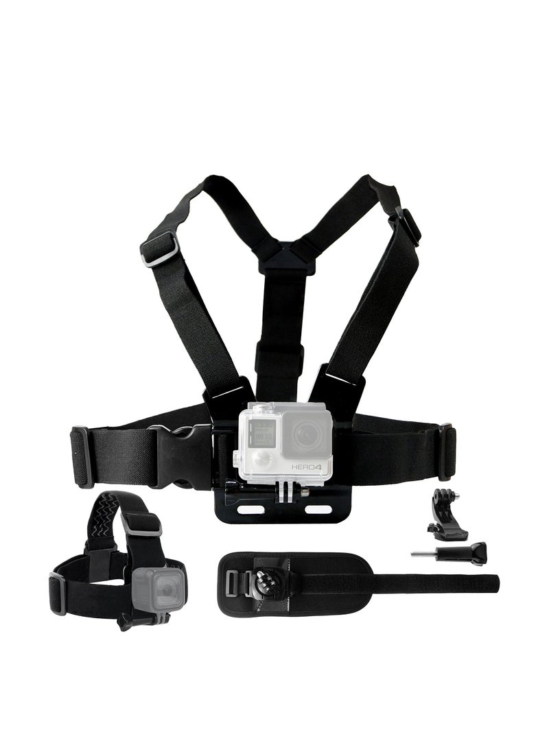 Y&D Body Mount Bundle Compatible with Gopro Hero 8, 7, 6, 5, Black Session, 4, Black, Silver, 3+, 3, DJI Osmo Action - Chest Harness Mount/Head Strap Mount/Wrist Mount/J-Hook  - Image 1