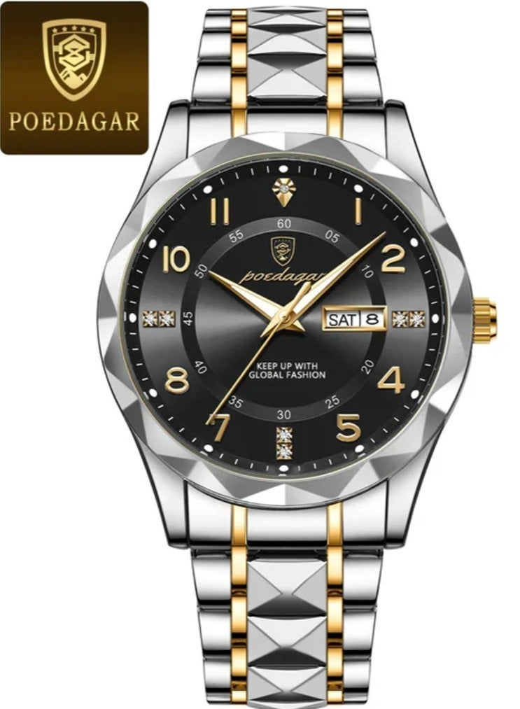 POEDAGAR Man Watch,Watches for Men ,Luxury Men Quartz Watch Waterproof Date Week Luminous Wristwatch Stainless Steel Men's Watches 41mm - Image 2