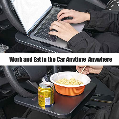 Gihunk Double-use Steering Wheel Tray(14.5*11inch), Car Food Trays for Eating with Drinks Holder, Car Trays for Eating for Pad Laptop, Multipurpose Travel Car Accessories, Fits Most Vehicles Steering Wheels - Image 2