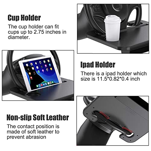 Gihunk Double-use Steering Wheel Tray(14.5*11inch), Car Food Trays for Eating with Drinks Holder, Car Trays for Eating for Pad Laptop, Multipurpose Travel Car Accessories, Fits Most Vehicles Steering Wheels - Image 5