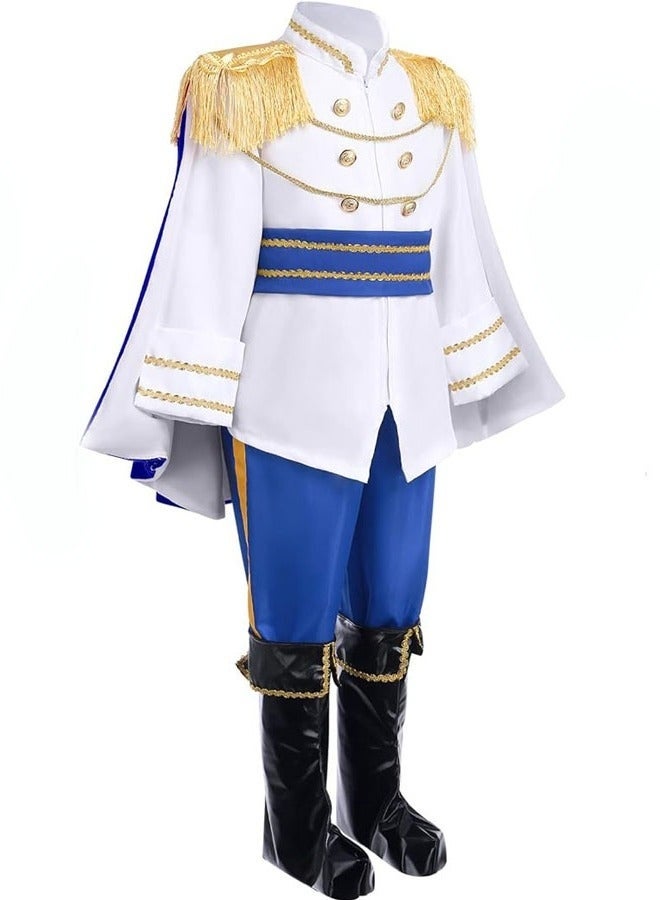 Beauenty Prince Charming Costume for Toddler Kid Medieval Royal Prince Jacket Pants Crown Dress Up Party Outfit  - Image 3