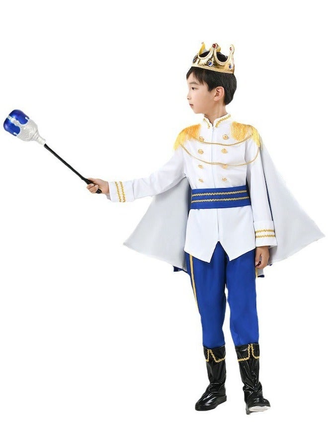 Beauenty Prince Charming Costume for Toddler Kid Medieval Royal Prince Jacket Pants Crown Dress Up Party Outfit  - Image 2
