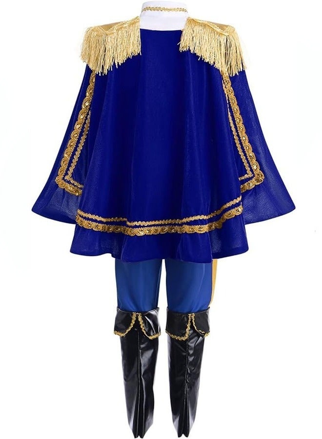 Beauenty Prince Charming Costume for Toddler Kid Medieval Royal Prince Jacket Pants Crown Dress Up Party Outfit  - Image 4