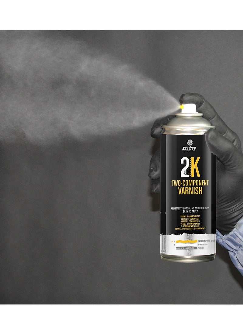 mtn - MTN 2K Two-Component Varnish Spray - High Gloss, Easy Application, Durable Finish, Chemical and Gasoline Resistant, 400ml - Image 1