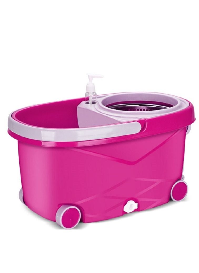 Hi homey - 360 Degree Rotating Mop Stick With Bucket-Pink - Image 1