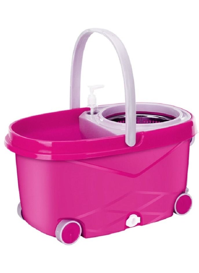 Hi homey - 360 Degree Rotating Mop Stick With Bucket-Pink - Image 1
