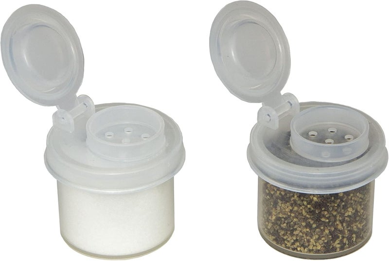 BRAZZA Salt and Pepper Shakers Moisture Proof Set Perfect to go Camping Picnic Outdoors Kitchen Lunch Boxes Travel Spice Set Clear with Black Lids Plastic Airtight Spice Jar Dispenser (5 mini) - Image 3