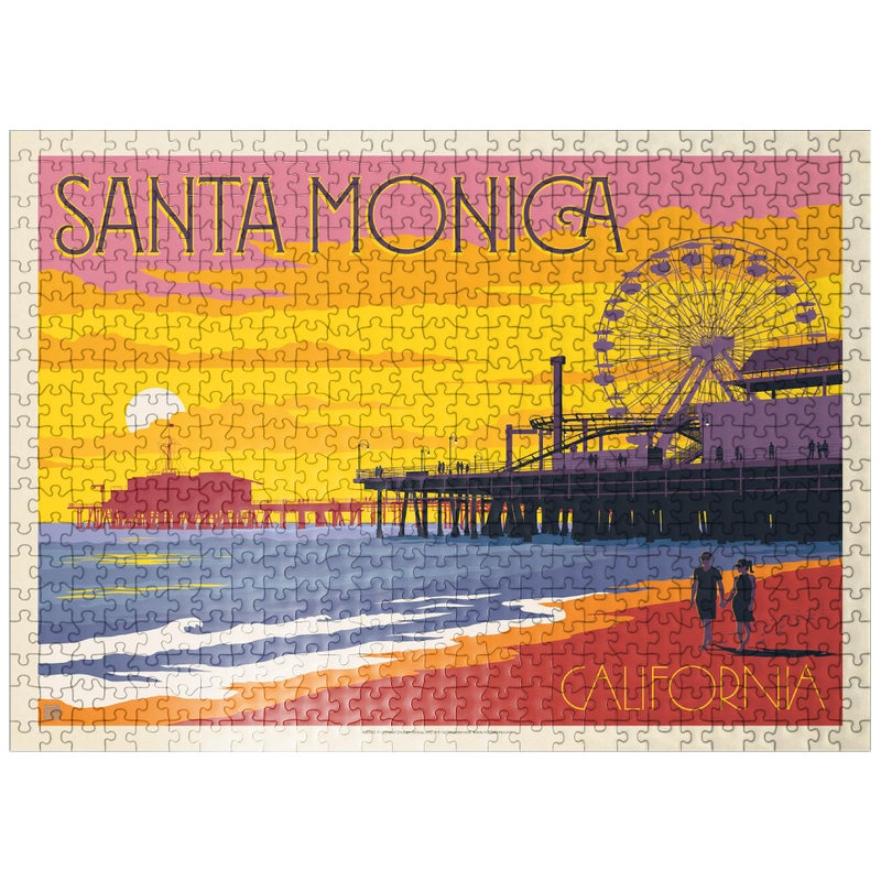 MyPuzzle.com MyPuzzle Santa Monica Pier Sunset Vintage Poster Premium 500 Piece Jigsaw Puzzle for Adults - Image 3