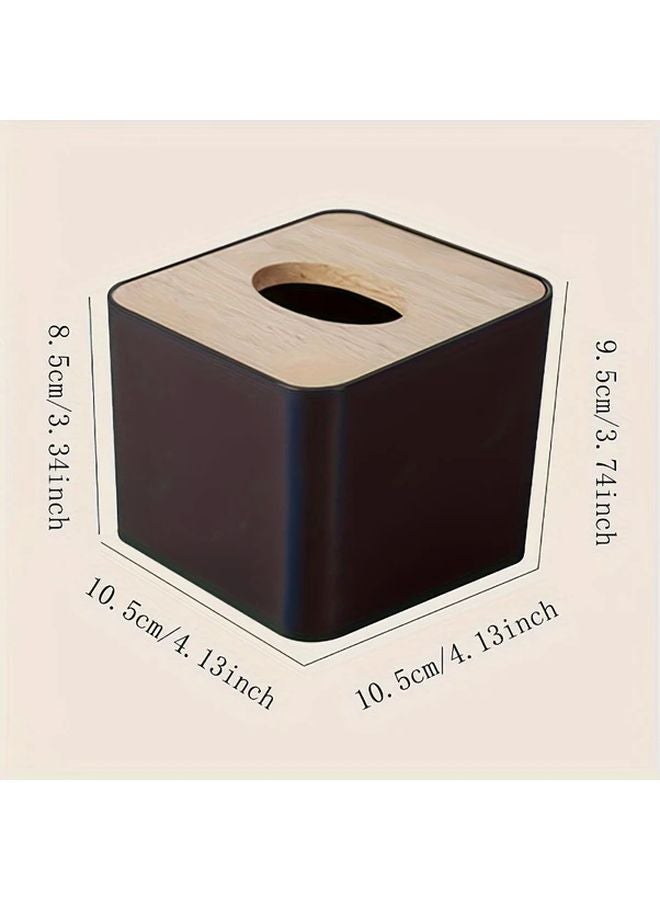 صندوق تخزين أسود مربع مع غطاء، منظم بلاستيكي للحمام وغرفة النوم والمكتب - Image 4