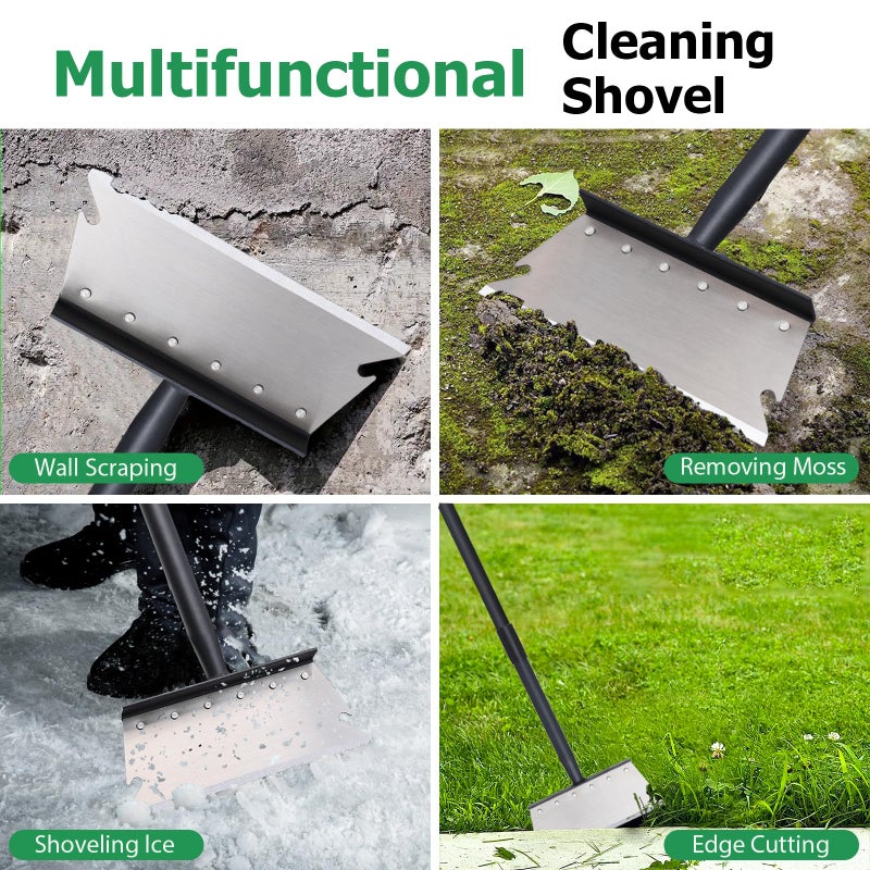 Pragmatist Garden Shovel, Ice Scraper, Multifunctional Cleaning Shovel with 59" Adjustable Handle Heavy Duty Garden Tool for Lawn Edging, Scraping, Weed and Ice Removal - Image 3