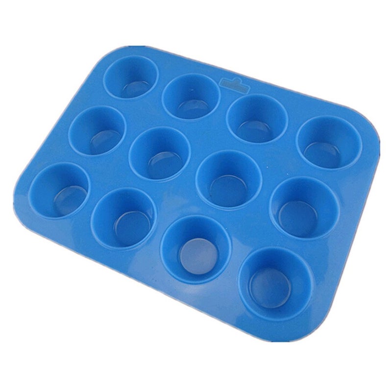 Cake Decor 12 in 1 Silicon Bakeware Round Shape Mini Cupcake Moulds Muffin Mould