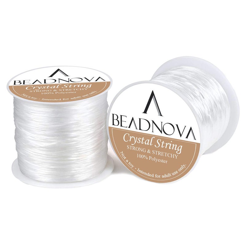 BEADNOVA Crystal String 1mm Flat Bracelet String Bead Thread Jewelry Cord Elastic Cord for Bracelets Jewelry Making 120m